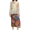 Jupe midi en viscose o-rchid avec imprimé héraldique