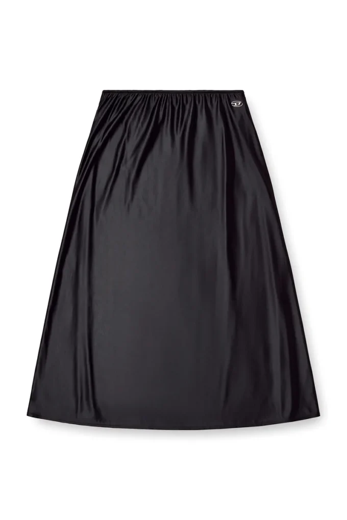 Jupe midi o-mori en nylon évasée