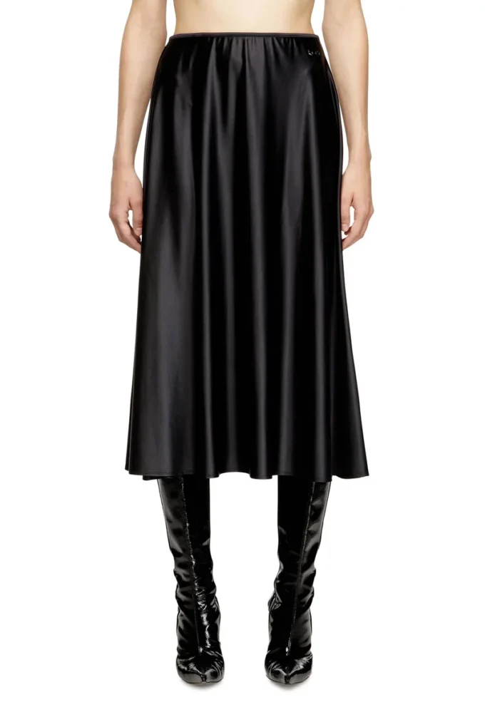 Jupe midi o-mori en nylon évasée