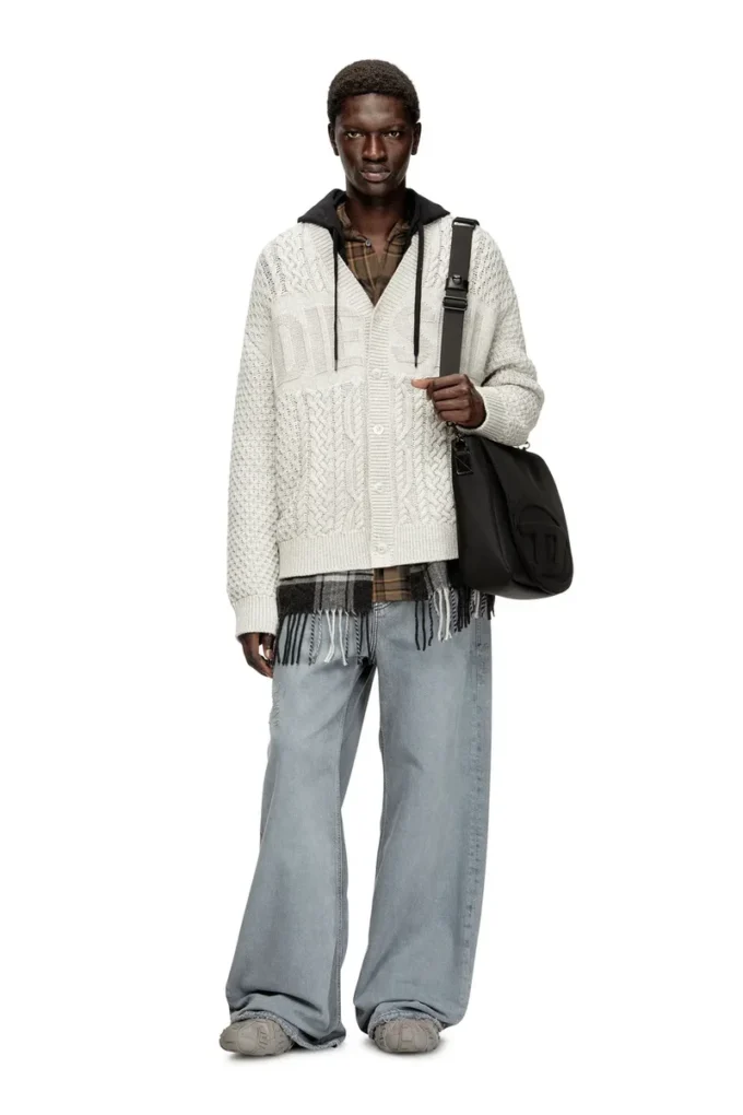 k-antoine Cardigan en maille torsadée avec logo Diesel