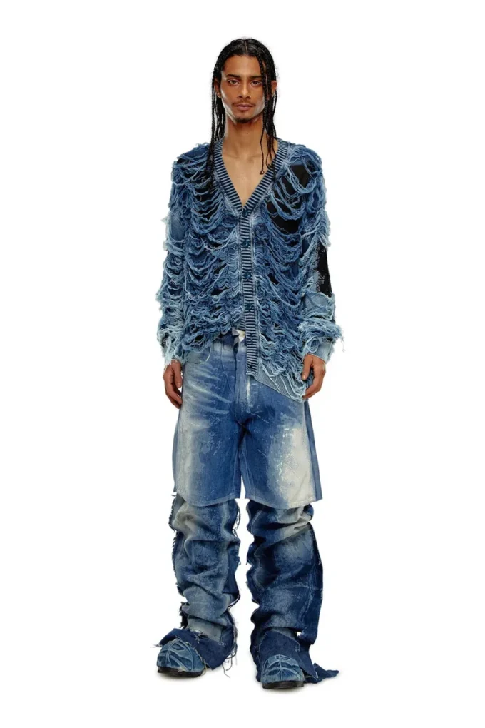 k-boboli Cardigan à col en V indigo délavé
