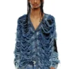 k-boboli Cardigan à col en V indigo délavé
