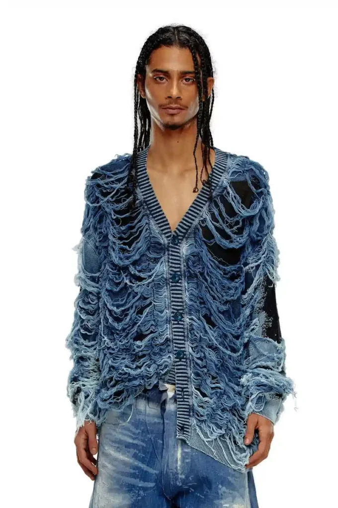 k-boboli Cardigan à col en V indigo délavé