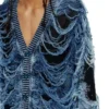 k-boboli Cardigan à col en V indigo délavé
