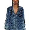 k-boboli Cardigan à col en V indigo délavé