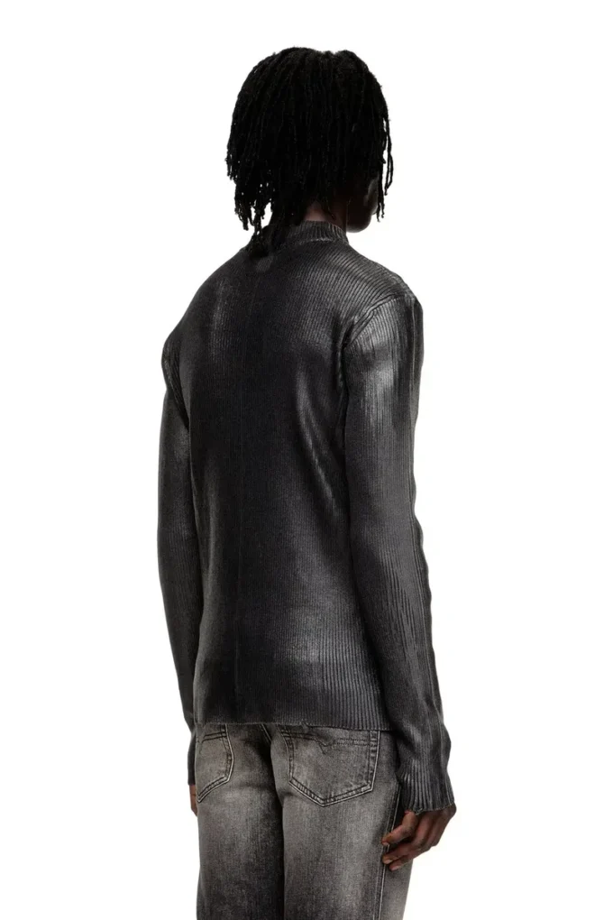 k-dargy-d Cardigan zippé en fil denim à effet brillant