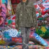 d-elmo-fsh Veste en denim à motif pied-de-poule
