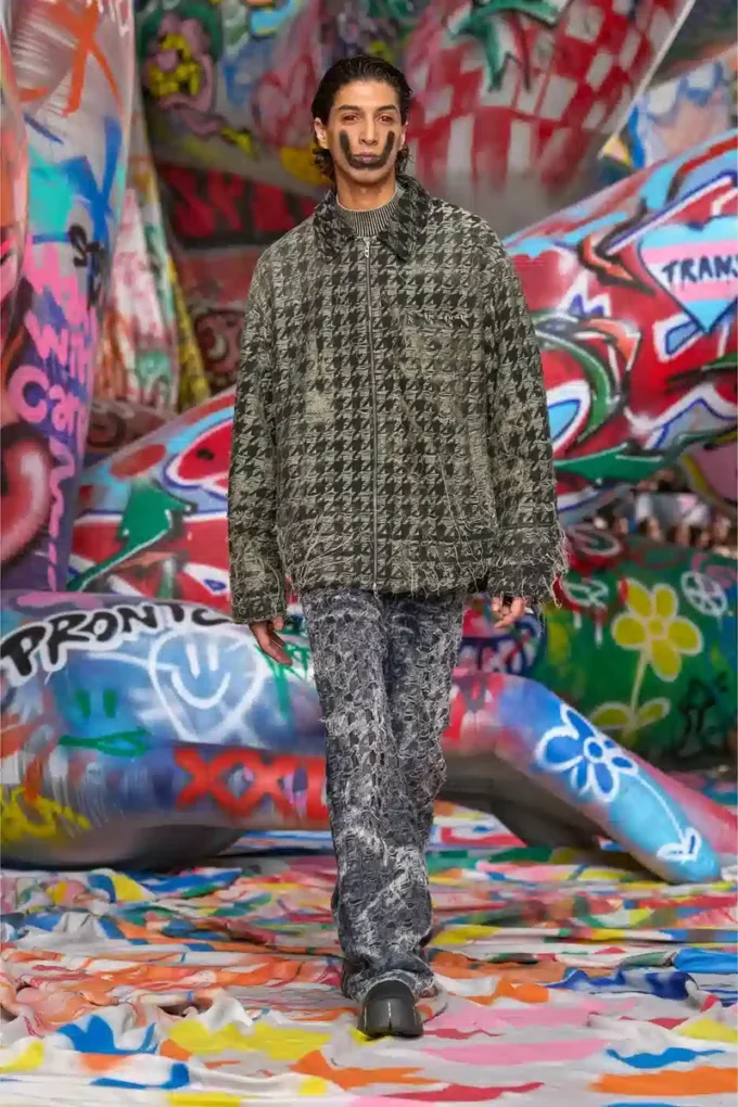 d-elmo-fsh Veste en denim à motif pied-de-poule
