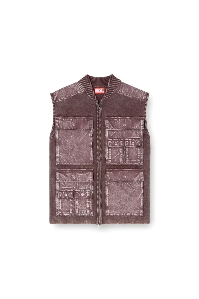k-giulius Gilet zippé en maille avec poches cargo