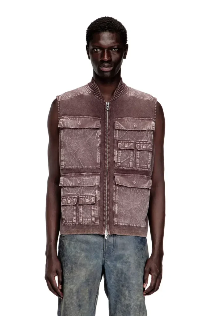 k-giulius Gilet zippé en maille avec poches cargo