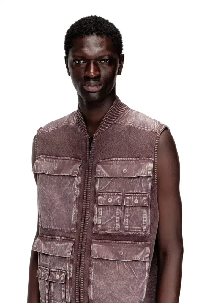 k-giulius Gilet zippé en maille avec poches cargo