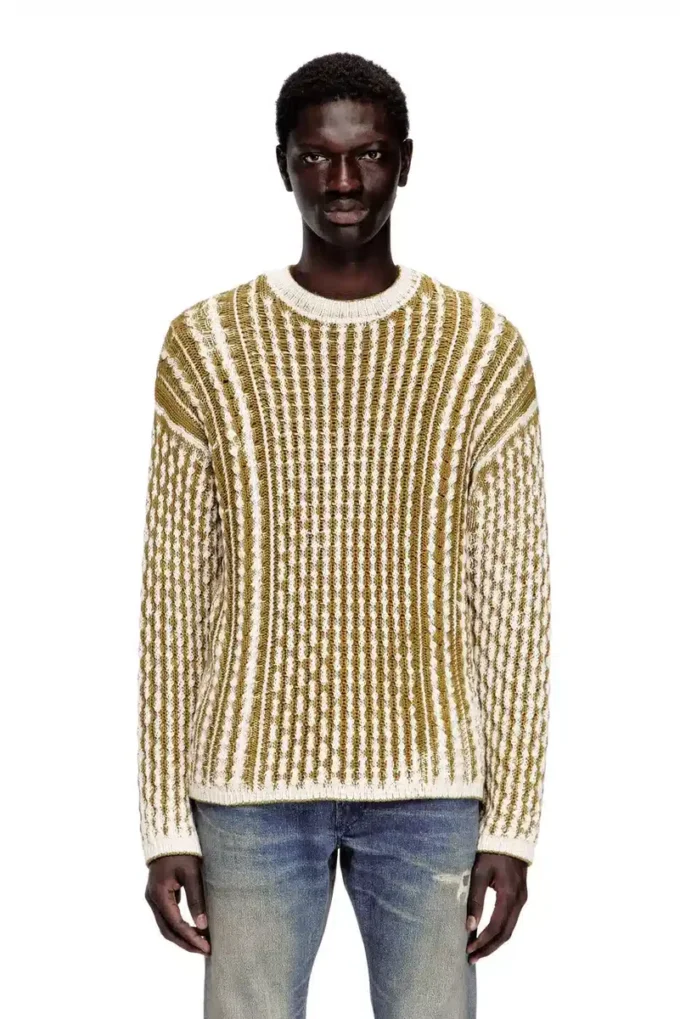 k-moise Pull en maille torsadée à imprimé inversé