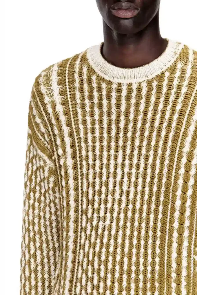 k-moise Pull en maille torsadée à imprimé inversé