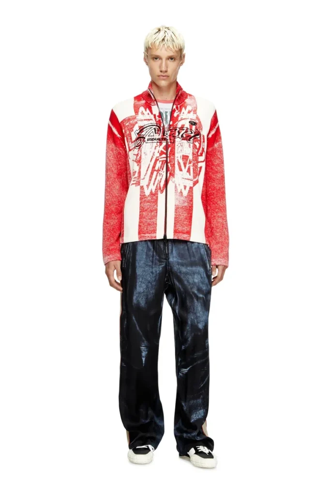 k-oliba-jkt Cardigan zippé à rayures imprimées à l&rsquo;intérieur