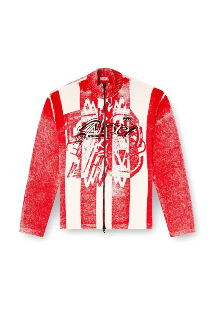 k-oliba-jkt Cardigan zippé à rayures imprimées à l&rsquo;intérieur