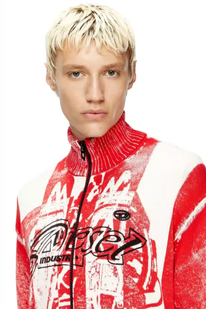 k-oliba-jkt Cardigan zippé à rayures imprimées à l&rsquo;intérieur