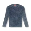 k-redros Pull en maille ajourée en fil denim