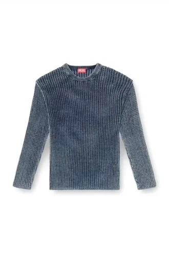 k-redros Pull en maille ajourée en fil denim