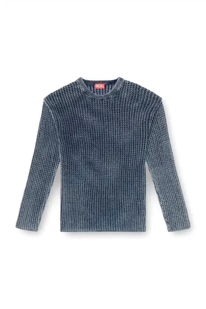 k-redros Pull en maille ajourée en fil denim
