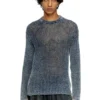 k-redros Pull en maille ajourée en fil denim