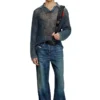 k-squared Pull polo en maille ouverte en fil denim