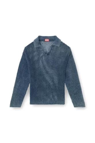 k-squared Pull polo en maille ouverte en fil denim