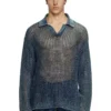 k-squared Pull polo en maille ouverte en fil denim