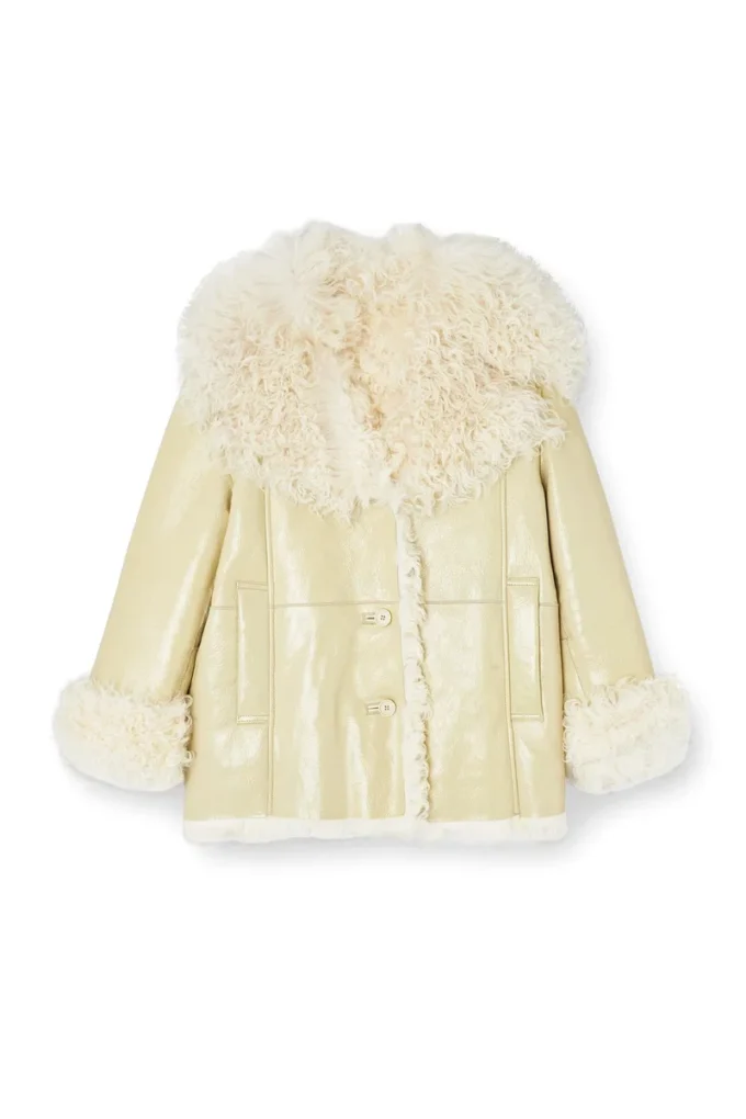 l-aconic Veste en peau lainée vernie