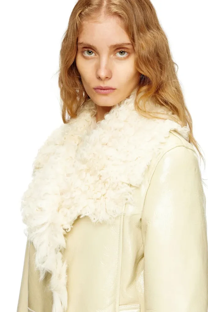 l-aconic Veste en peau lainée vernie