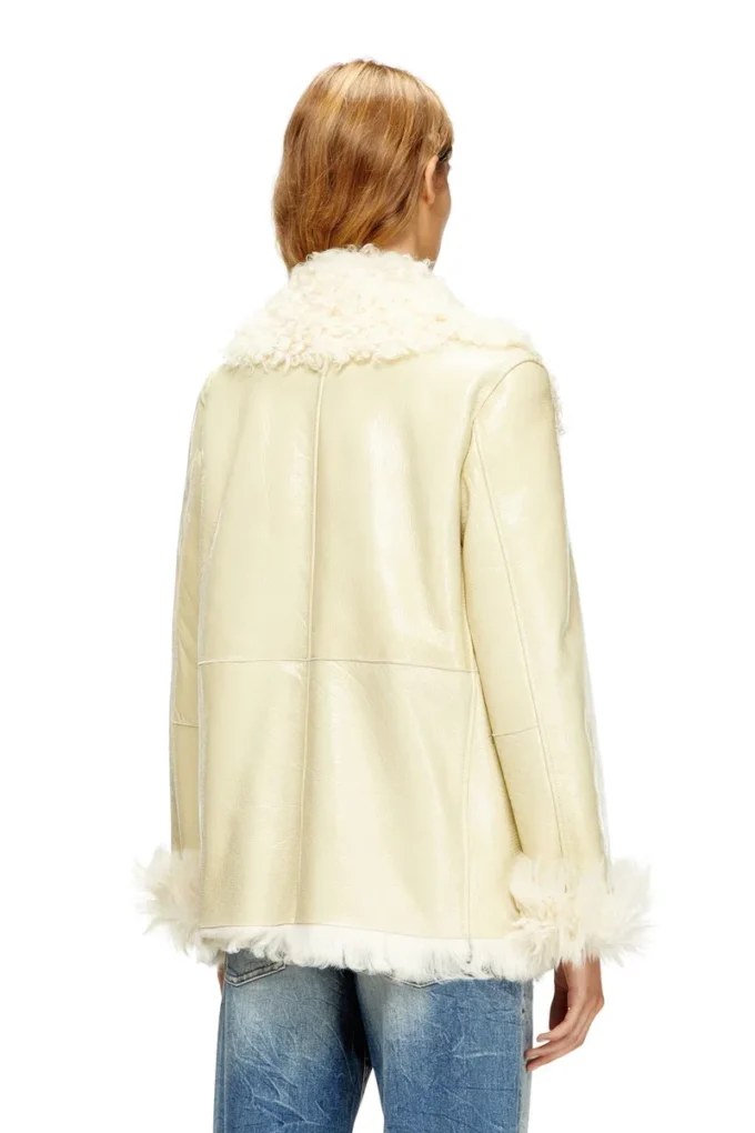 l-aconic Veste en peau lainée vernie
