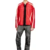 l-adam Veste motard en cuir color block