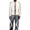 l-adam Veste motard en cuir color block