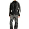 l-adam Veste motard en cuir color block