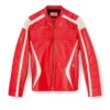 l-adam Veste motard en cuir color block