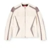 l-adam Veste motard en cuir color block
