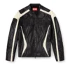 l-adam Veste motard en cuir color block