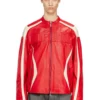 l-adam Veste motard en cuir color block