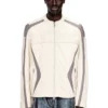 l-adam Veste motard en cuir color block