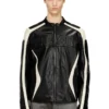 l-adam Veste motard en cuir color block