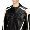 l-adam Veste motard en cuir color block