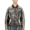 l-amar-enbi Veste coach en cuir avec imprimé motard