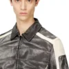 l-amar-enbi Veste coach en cuir avec imprimé motard