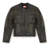 l-aross Veste de motard en cuir vieilli