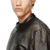 l-aross Veste de motard en cuir vieilli