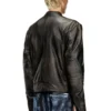 l-aross Veste de motard en cuir vieilli