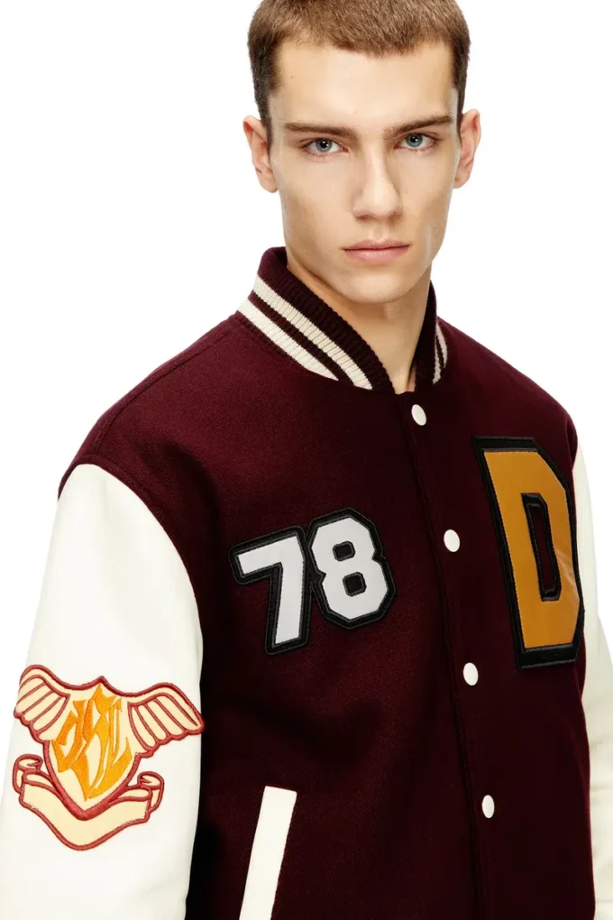 l-arry-cp Veste universitaire en laine et cuir