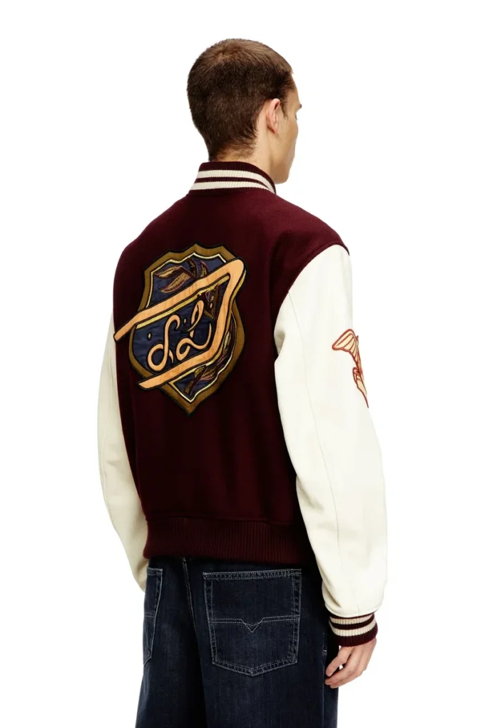 l-arry-cp Veste universitaire en laine et cuir
