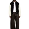 l-arry-wrd Blouson aviateur en laine mélangée et cuir