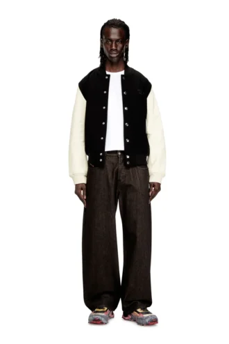 l-arry-wrd Blouson aviateur en laine mélangée et cuir