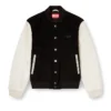l-arry-wrd Blouson aviateur en laine mélangée et cuir